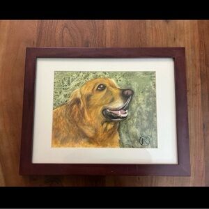 Original Framed Golden Retriever Painting